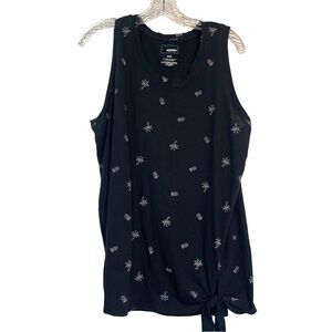 Sonoma Tank Top - Women’s XXL Black & White Pineapple & Palm Tree Pattern